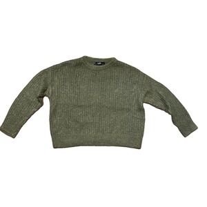 Hallhuber Mohair Wool Blend Sweater Olive Fuzzy Soft Knit Fall Winter Cozy Sz S